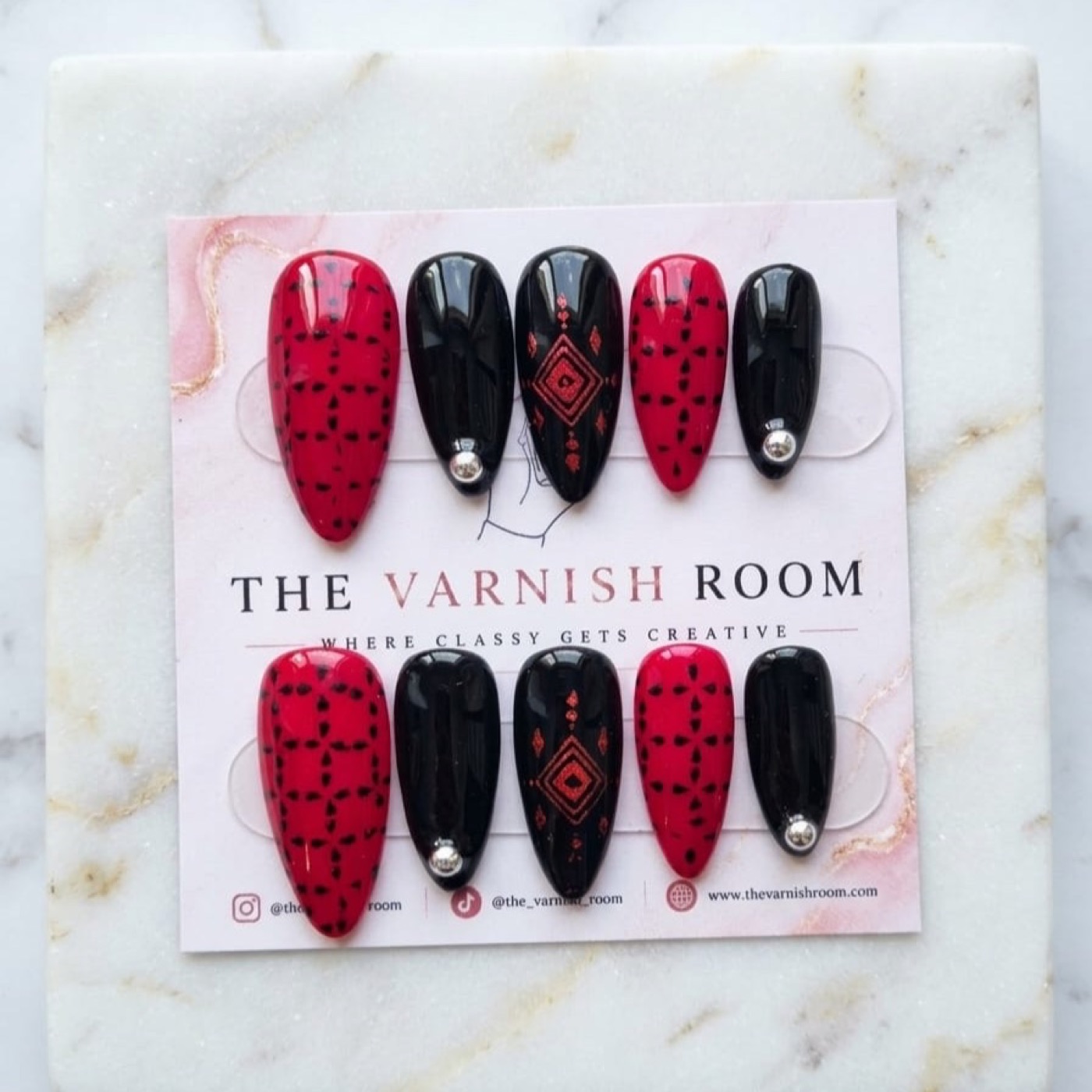 Bandhani — hand-painted press-on nail set by The Varnish Room