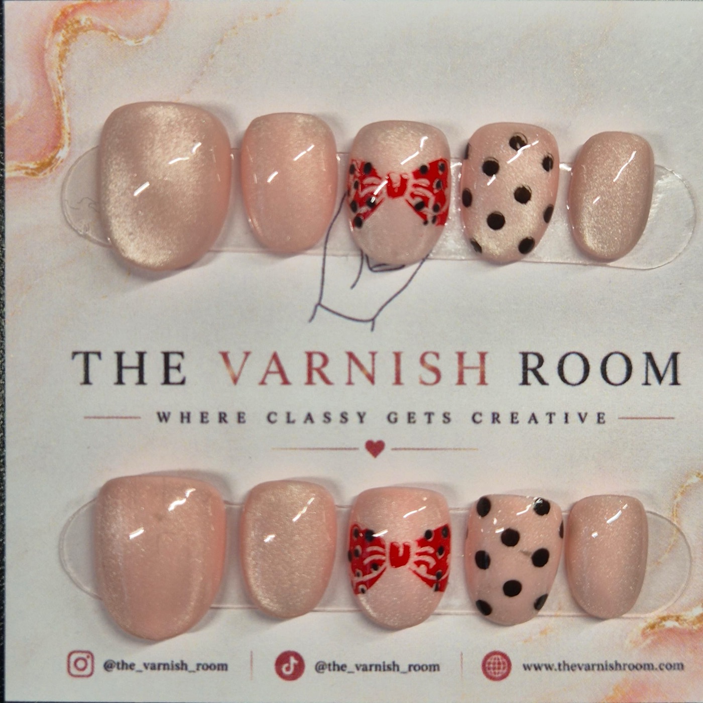Minnie Bow — hand-painted press-on nail set by The Varnish Room