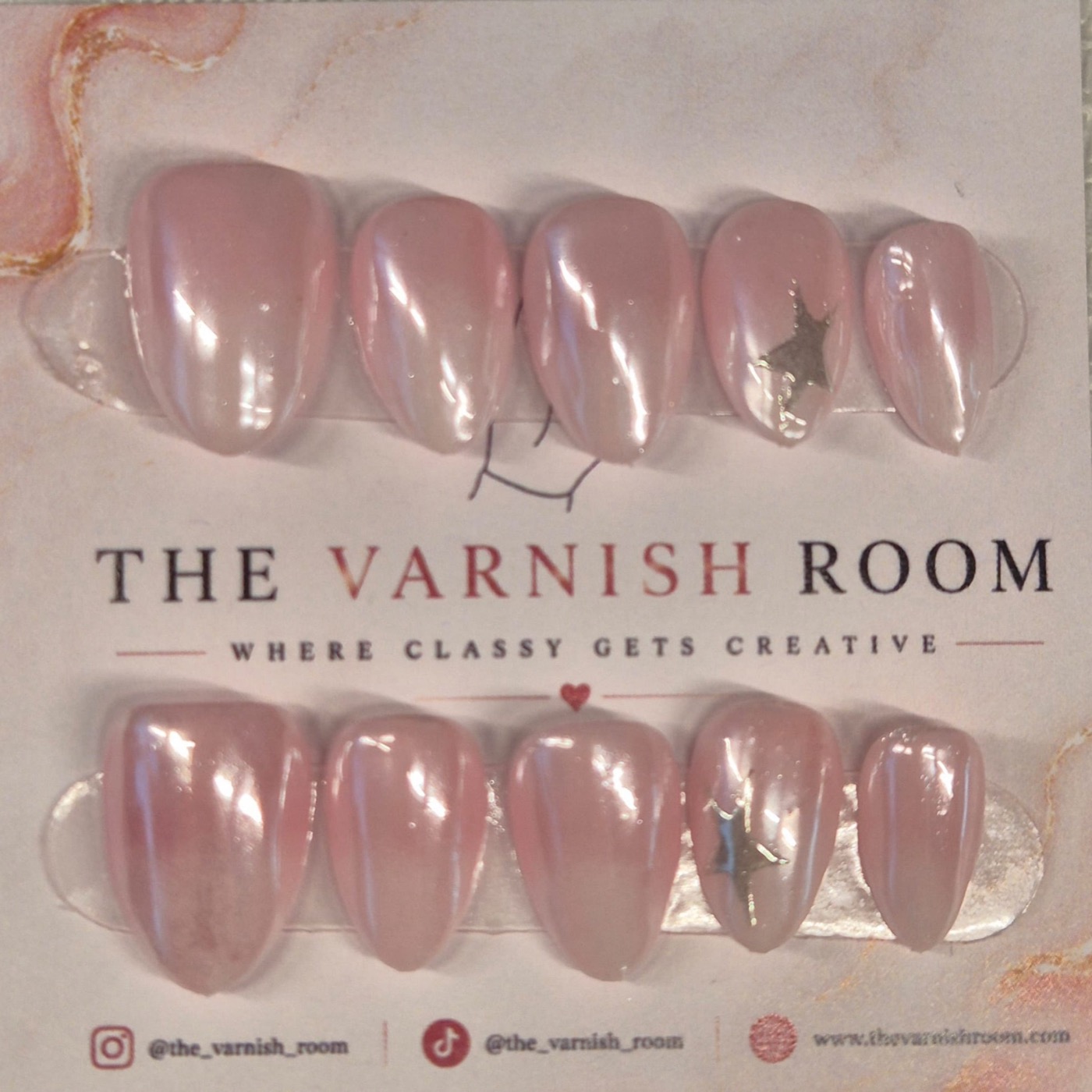 Pearl Star — hand-painted press-on nail set by The Varnish Room