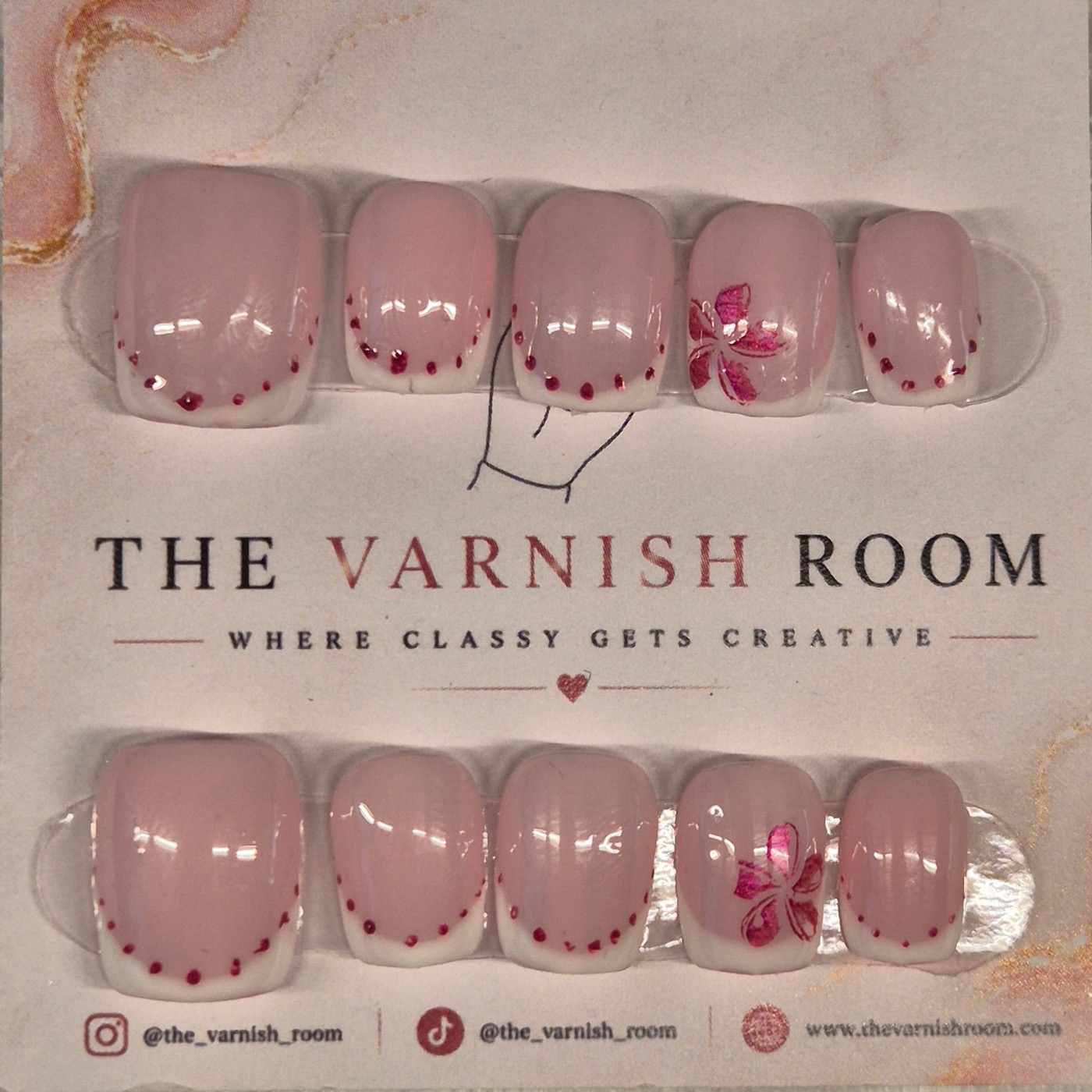 Petal French — hand-painted press-on nail set by The Varnish Room