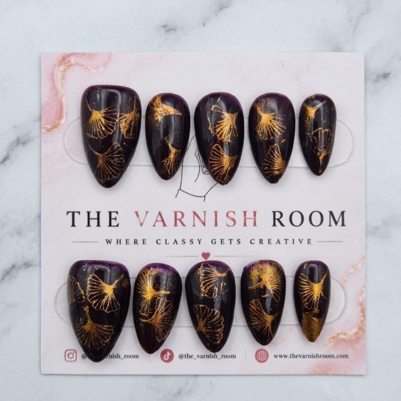 Zari Nights — hand-painted press-on nail set by The Varnish Room